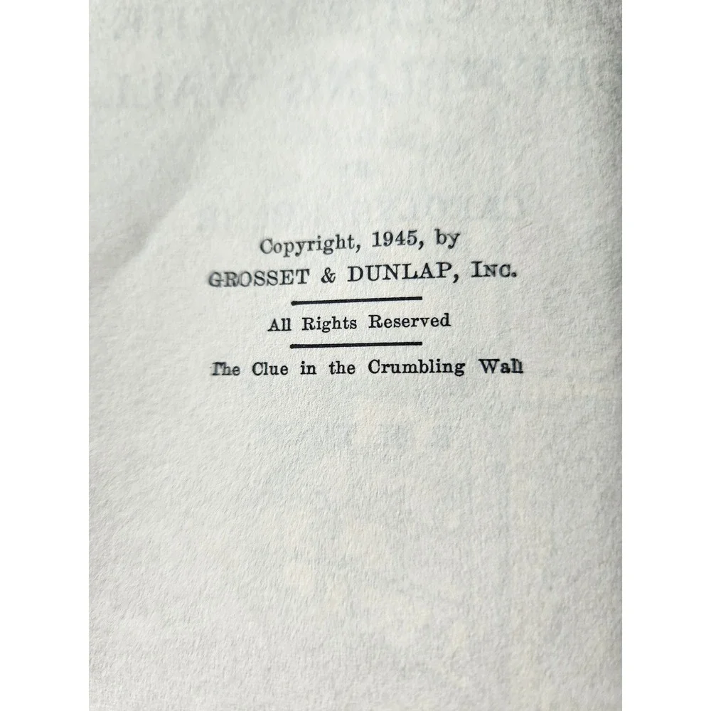 1959 Nancy Drew The Clue in the Crumbling Wall HC w/ Dust Jacket Blue‎ Tweed
